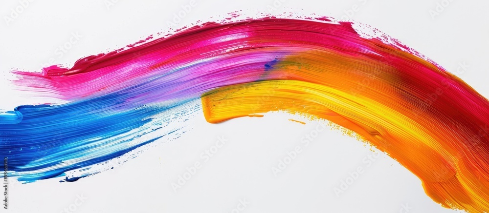 Colorful roller brush stroke on a white backdrop creating a copy space image. Colorful roller brush stroke on a white backdrop creating a copy space image.