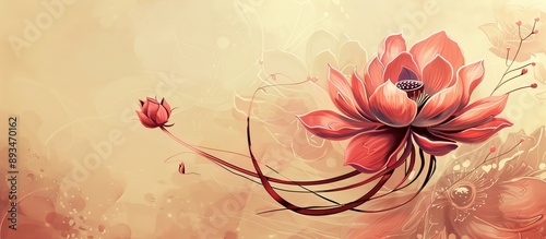 Digital drawing tablet mockup featuring a decorative flower for a copy space image. photo