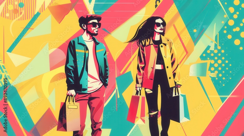 Shopping theme background flat vector illustration Shopping theme background flat vector illustration