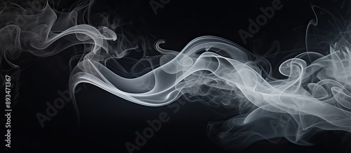 White smoke cloud design on dark backdrop with copy space image.