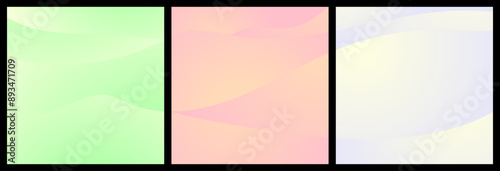 Serene Abstract Tranquil Pastel Gradient Backgrounds Green, Pink, and Light Blue, Modern Soft, Set of 3 - Graphic Design, Social Media