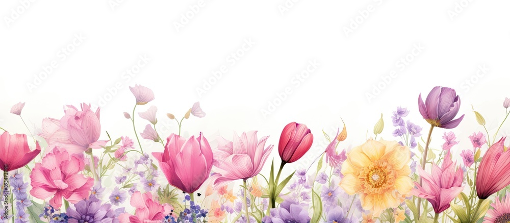 Spring-themed floral border with copy space image. Spring-themed floral border with copy space image.