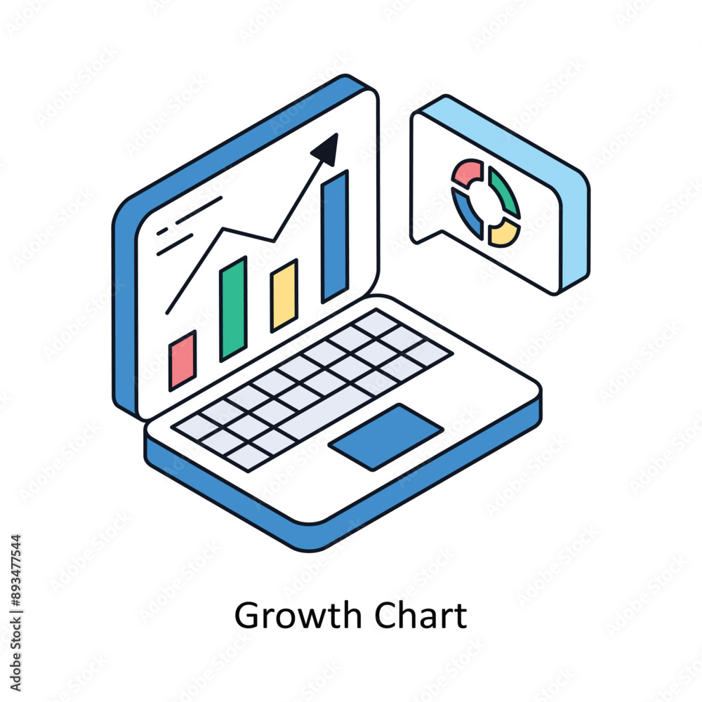 Growth Chart Isometric style icon. Symbol on White background EPS 10 File Growth Chart Isometric style icon. Symbol on White background EPS 10 File