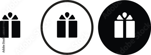 gift icon black outline logo for web site design 
and mobile dark mode apps 
Vector illustration on a white background