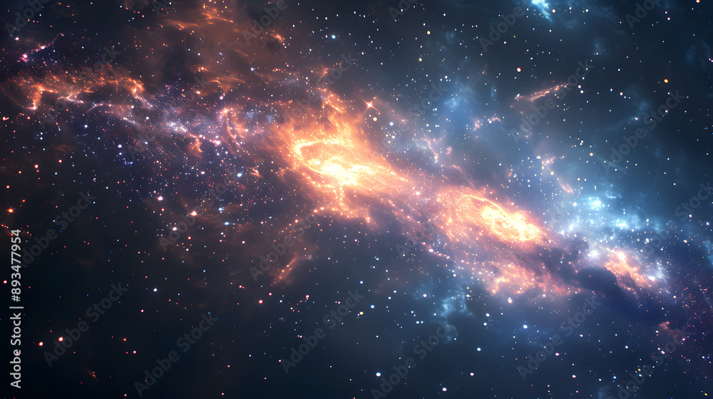 Fototapeta premium Nebula and stars in deep space, glowing mysterious universe
