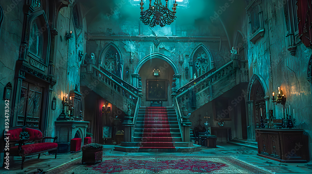 Fototapeta premium Halloween gothic vampire dark living room