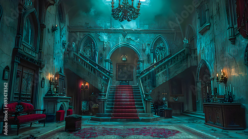 Halloween gothic vampire dark living room photo