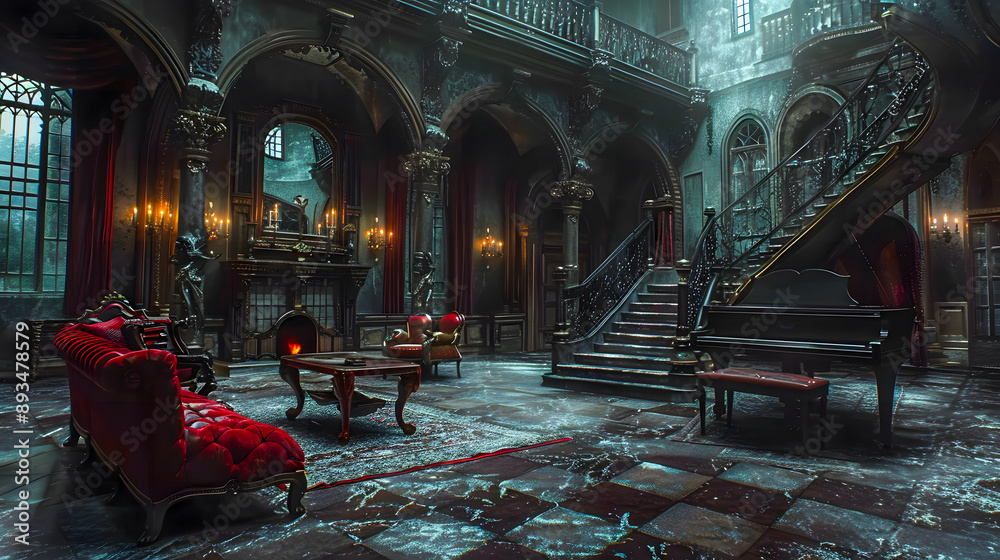 Halloween gothic vampire dark living room Halloween gothic vampire dark living room