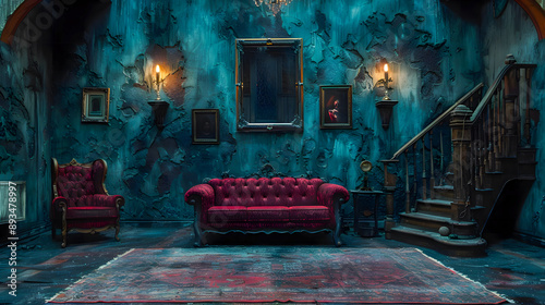 Halloween gothic vampire dark living room photo