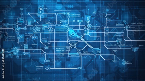 Obraz na płótnie digital blueprint of a treasury's financial decision-making tree, with interactive branches for exploring different outcomes w salonie