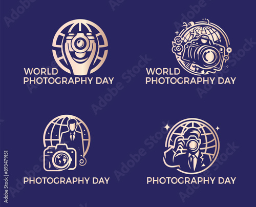 Set of world photography day logos vector templates