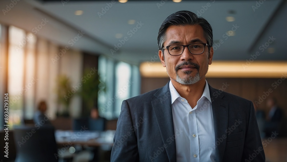 Fototapeta premium Portrait of a confident businessman standing in the boardroom during a meeting