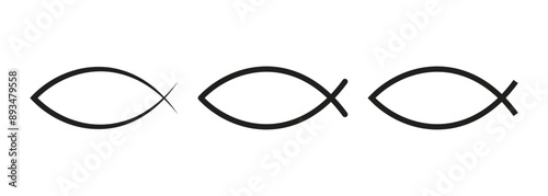 A set of Christian fish symbols, the fish of Jesus, ichthys, a religious symbol of faith in Jesus Christ.