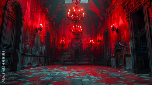 Halloween gothic vampire dark living room photo
