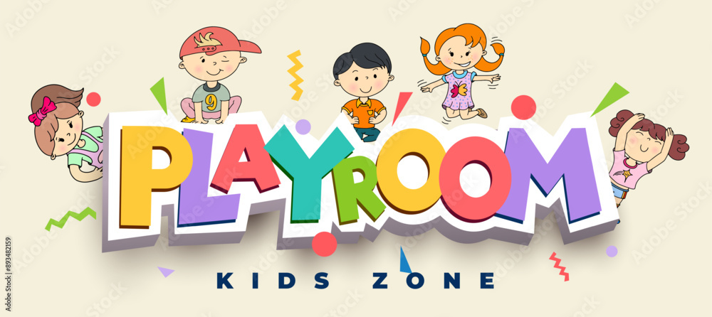 Play Room Lettering Playroom letters postel colorful Illustration for Children's Playroom ...