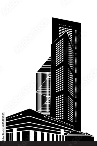 Stunning vector silhouette of Singapore's tallest buildings and iconic skyline. Ideal for travel brochures, promotional materials, digital art projects, and city-themed designs.