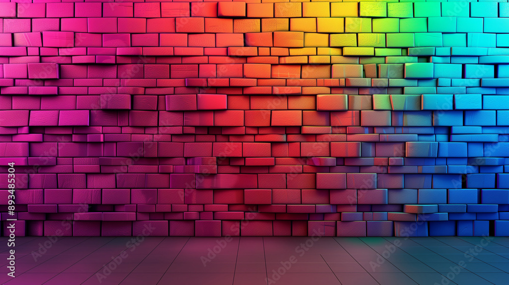 Colorful Gradient Brick Wall Textured Surface Colorful Gradient Brick Wall Textured Surface