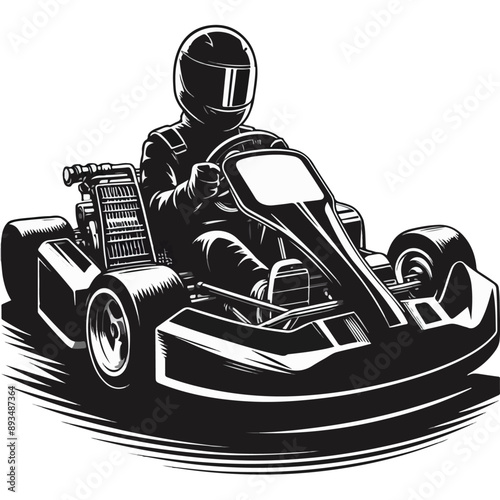 go-kart silhouette, racing go-kart silhouette.