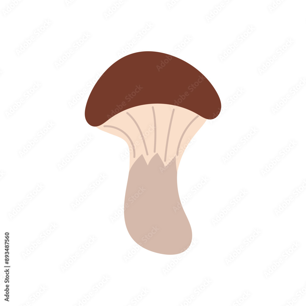 One mushroom isolated on white background, autumn vector illustration, edible mushroom icon One mushroom isolated on white background, autumn vector illustration, edible mushroom icon