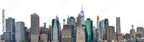 Panoramic view of Manhattan New York skyline no background PNG