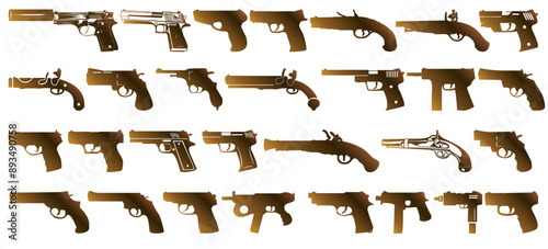 Classical and historical guns silhouette collection