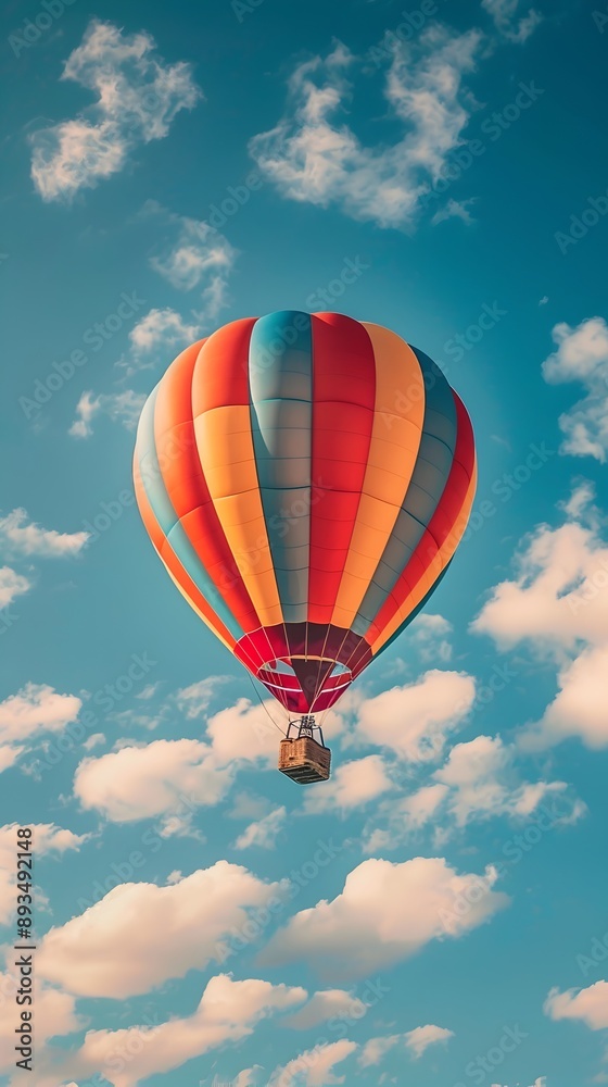 Obraz premium Brightly Colored Hot Air Balloon Soaring Into the Sky Symbolizing New Beginnings and Opportunities