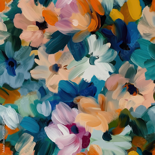 Vibrant Brushstroke Floral Pattern