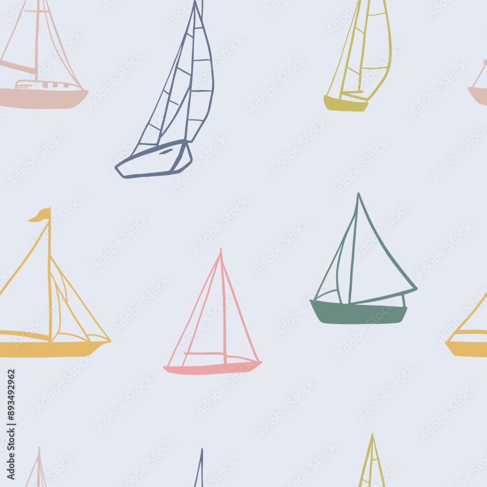 Vector seamless pattern with hand drawn sailing ships Vector seamless pattern with hand drawn sailing ships