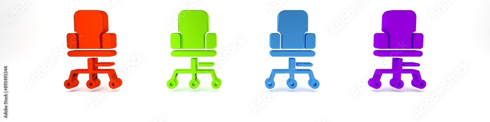 Colorful Office chair icon isolated on white background. Minimalism concept. 3D render illustration Colorful Office chair icon isolated on white background. Minimalism concept. 3D render illustration