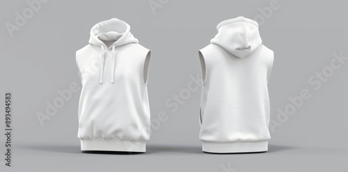 White sleeveless hoodie sweatshirt tee on transparent background mockup template. Mockup template for artwork graphic design.