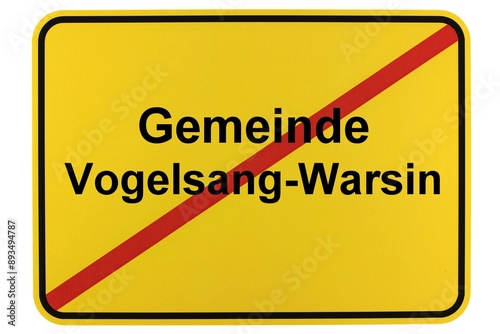 Illustration eines Ortsschildes der Gemeinde Vogelsang-Warsin in Mecklenburg-Vorpommern photo