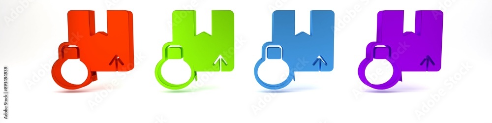 Colorful Carton cardboard box icon isolated on white background. Box, package, parcel sign. Delivery and packaging. Minimalism concept. 3D render illustration Colorful Carton cardboard box icon isolated on white background. Box, package, parcel sign. Delivery and packaging. Minimalism concept. 3D render illustration