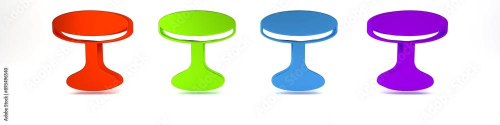 Colorful Round table icon isolated on white background. Minimalism concept. 3D render illustration Colorful Round table icon isolated on white background. Minimalism concept. 3D render illustration