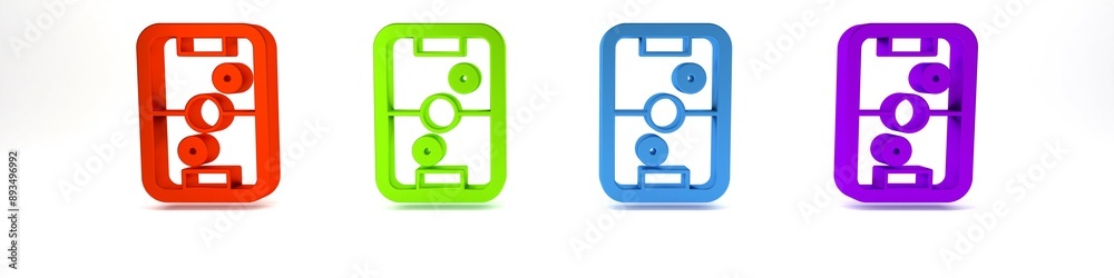 Colorful Air hockey table icon isolated on white background. Minimalism concept. 3D render illustration Colorful Air hockey table icon isolated on white background. Minimalism concept. 3D render illustration