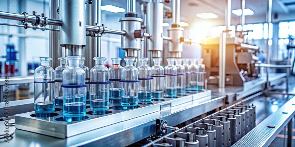 Glass Bottles on Conveyor Belt in a Factory - Manufacturing Process