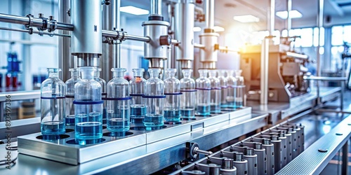 Glass Bottles on Conveyor Belt in a Factory - Manufacturing Process