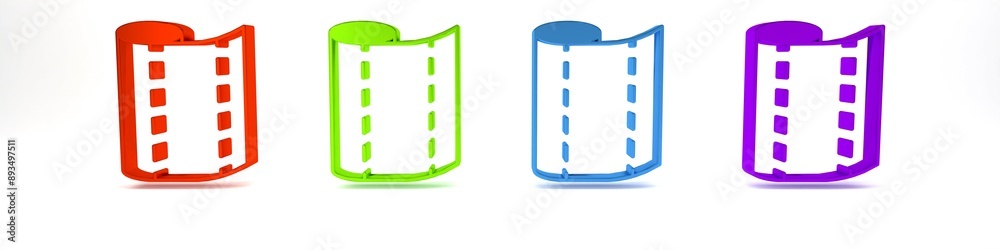 Colorful Textile fabric roll icon isolated on white background. Roll, mat, rug, cloth, carpet or paper roll icon. Minimalism concept. 3D render illustration Colorful Textile fabric roll icon isolated on white background. Roll, mat, rug, cloth, carpet or paper roll icon. Minimalism concept. 3D render illustration