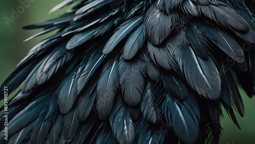 Detailed Close-Up of Black Feathers from Above photo