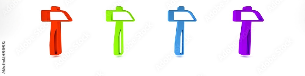 Colorful Hammer icon isolated on white background. Tool for repair. Minimalism concept. 3D render illustration Colorful Hammer icon isolated on white background. Tool for repair. Minimalism concept. 3D render illustration