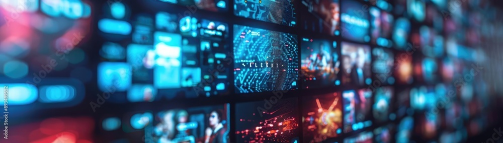 Popular streaming service interface with trending shows and movies, representing the digital age of entertainment Popular streaming service interface with trending shows and movies, representing the digital age of entertainment