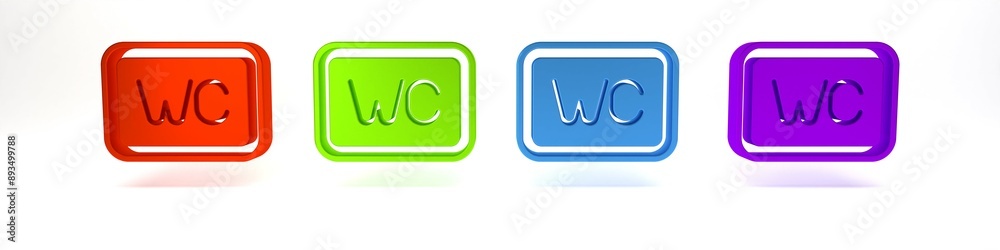 Colorful Toilet icon isolated on white background. WC sign. Washroom. Minimalism concept. 3D render illustration Colorful Toilet icon isolated on white background. WC sign. Washroom. Minimalism concept. 3D render illustration