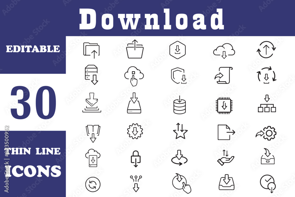 Download thin line editable Icons set. Download and User interface ...