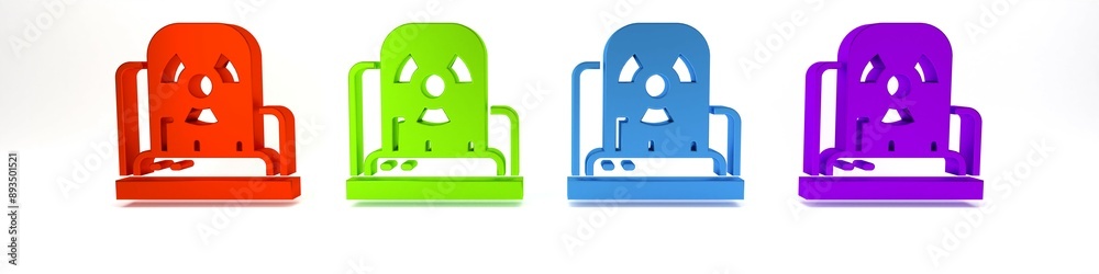 Colorful Radioactive warning lamp icon isolated on white background. Minimalism concept. 3D render illustration Colorful Radioactive warning lamp icon isolated on white background. Minimalism concept. 3D render illustration