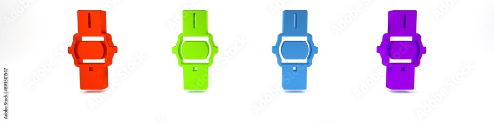 Colorful Wrist watch icon isolated on white background. Wristwatch icon. Minimalism concept. 3D render illustration Colorful Wrist watch icon isolated on white background. Wristwatch icon. Minimalism concept. 3D render illustration