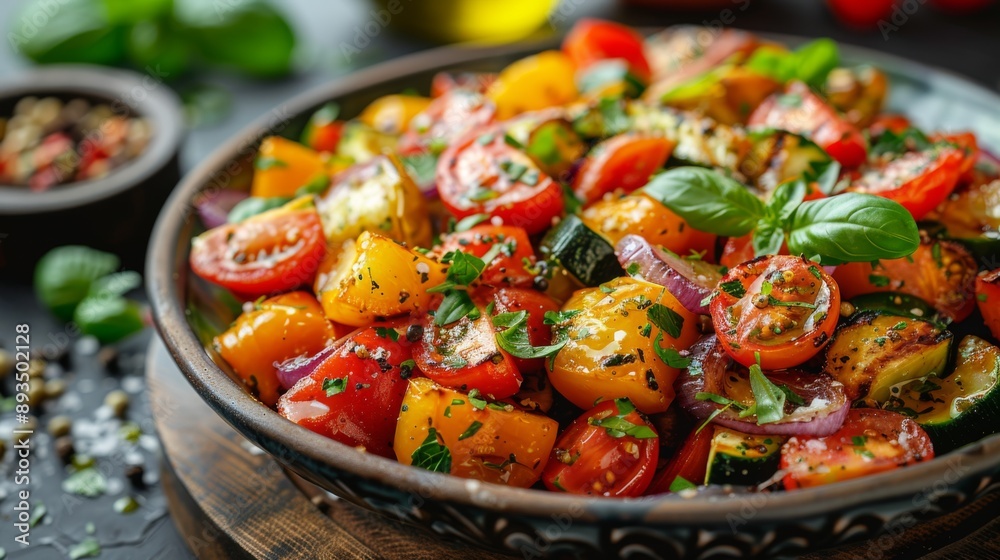 Colorful and Appetizing Food Photography in a Rustic Kitchen Setting with Natural Light and Inviting Atmosphere