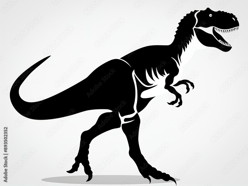 Fototapeta premium T rex silhouette white and black isolated illustration