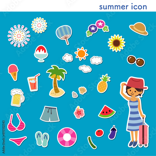 夏のアイコンセット　シール