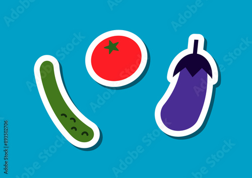 夏野菜のイラスト　シール