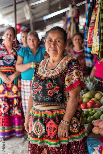 Maya Woman in Traditional Attire at Market