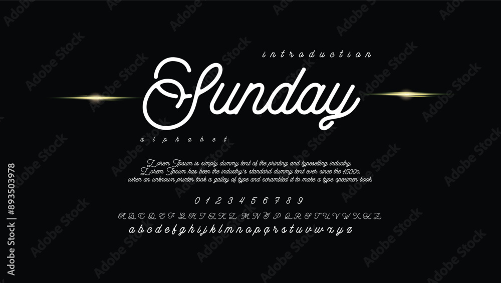 Sunday premium luxury elegant alphabet letters and numbers. Vintage wedding typography classic serif font decorative vintage concept. Creative vector illustration Sunday premium luxury elegant alphabet letters and numbers. Vintage wedding typography classic serif font decorative vintage concept. Creative vector illustration